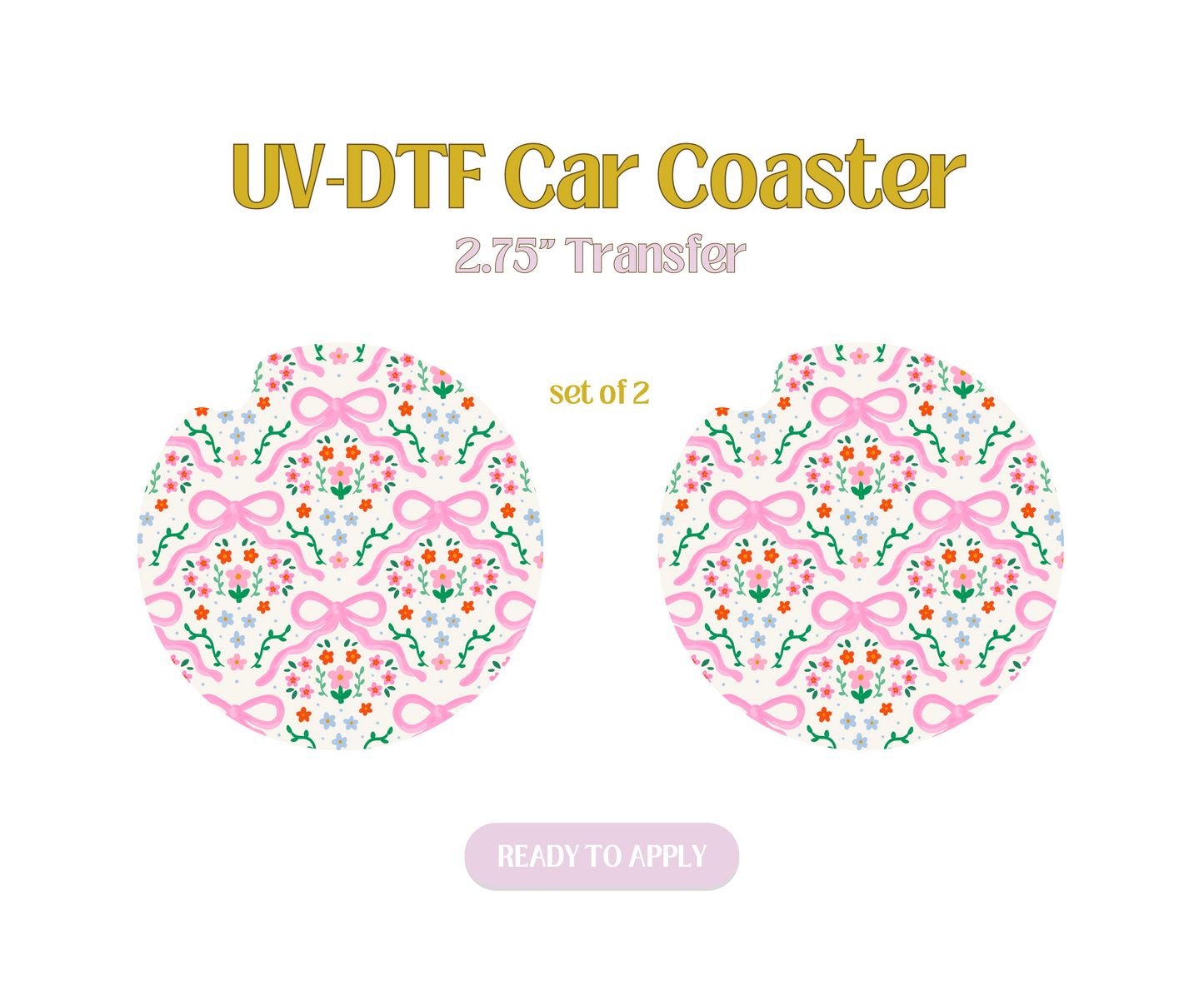 Garden Pink Bows UV-DTF Car Coaster