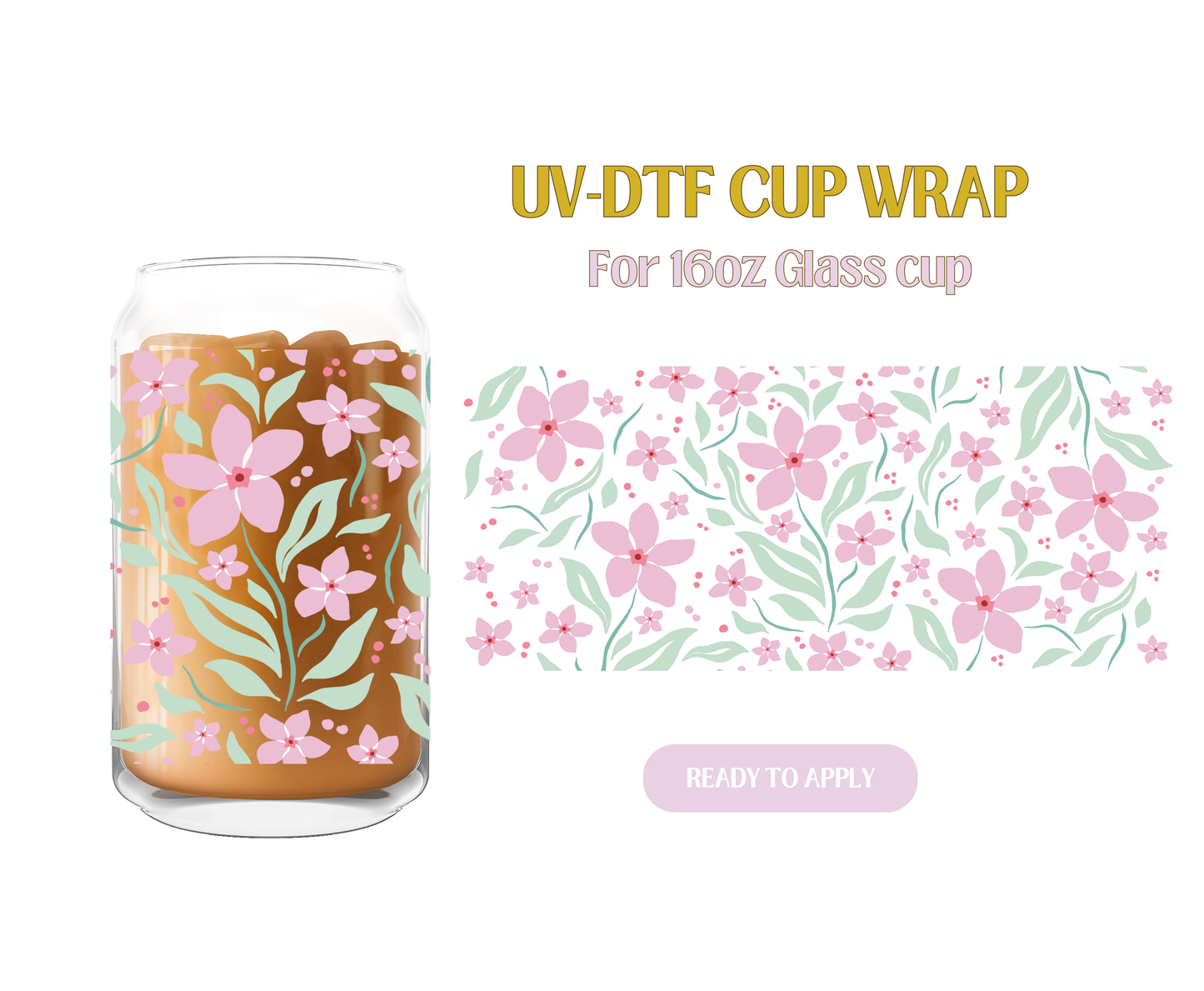Garden Pink Spring Florals UV-DTF Wrap