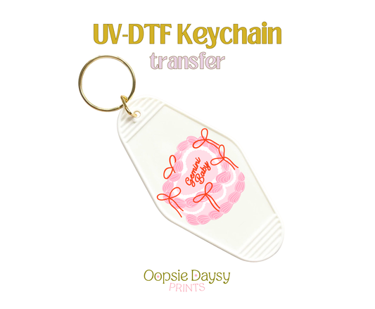 Gemini Baby Vintage Heart Cake UV-DTF Keychain
