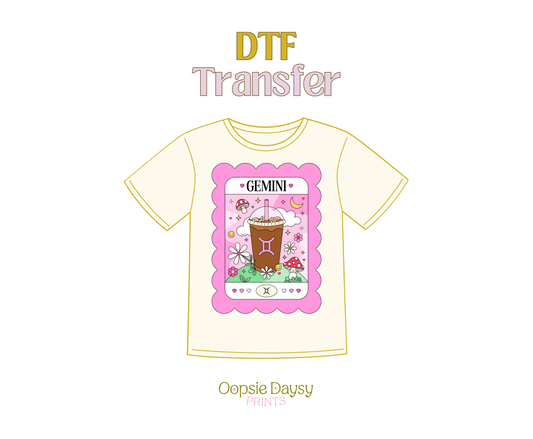 Gemini Pink Iced Coffee DTF Transfer