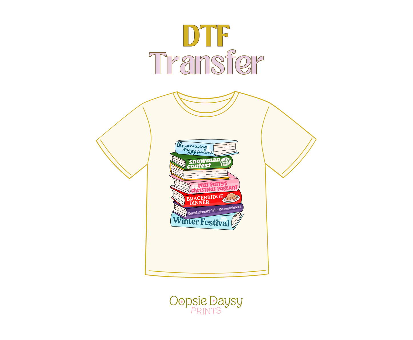 Gilmore Girl Winter Book Pile DTF Transfer