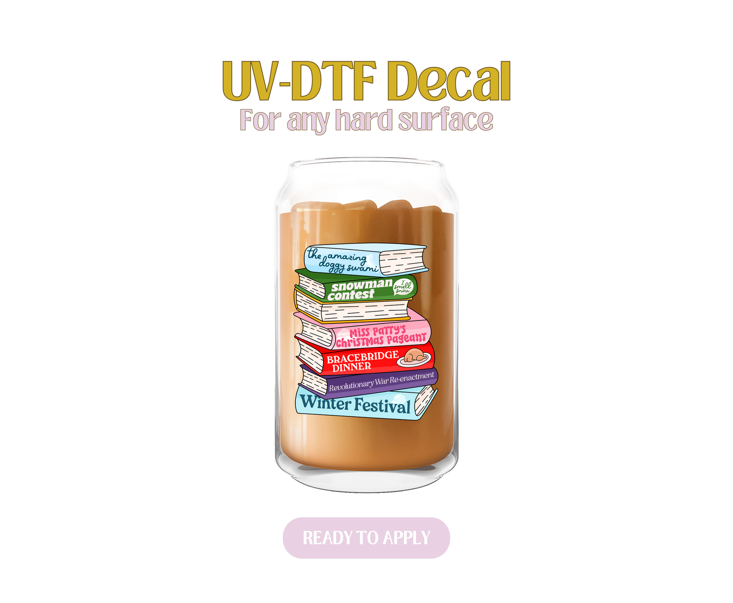 Gilmore Girl Winter Book Pile UV-DTF Decal