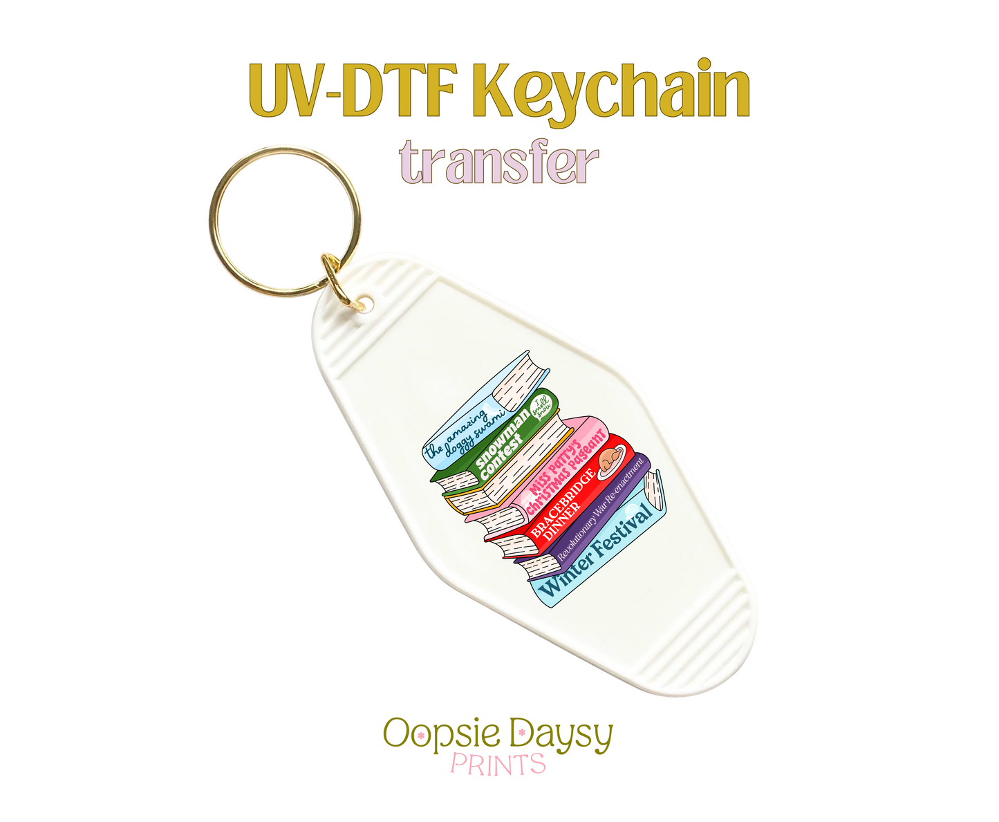 Gilmore Girl Winter Book Pile UV-DTF Keychain