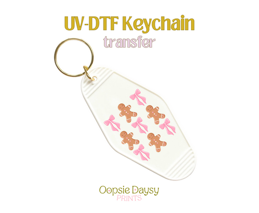 Gingerbread Bows UV-DTF Keychain