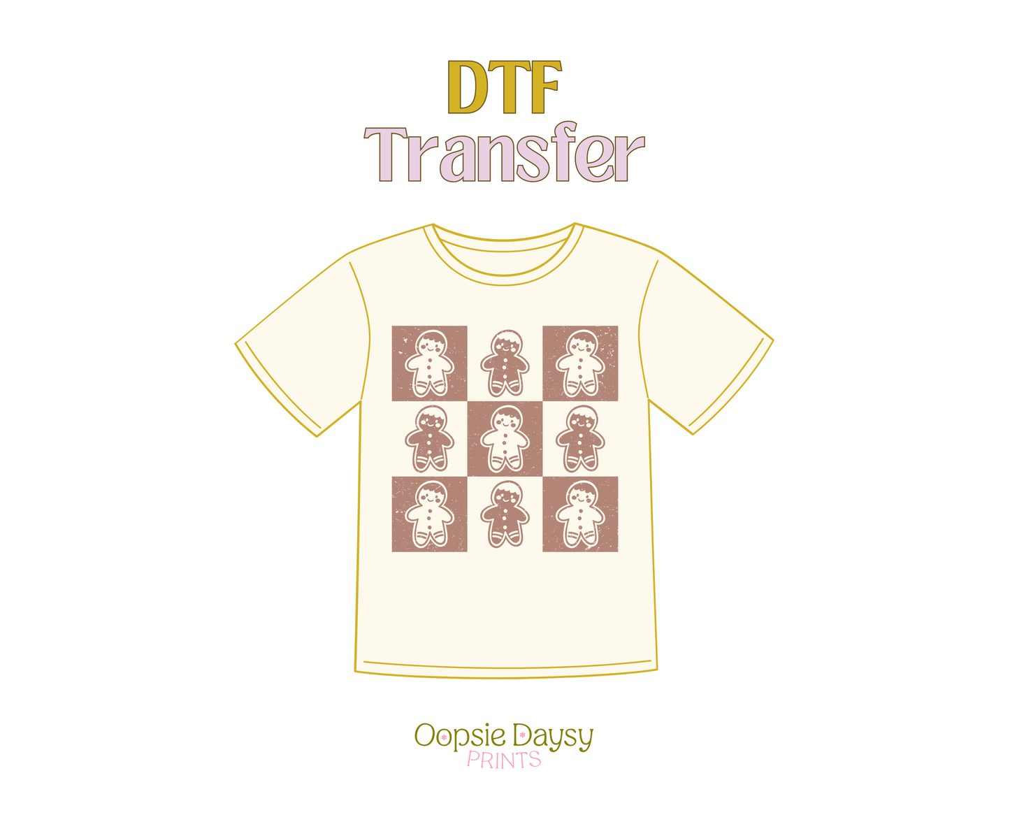 Gingerbread Checkered Christmas DTF Transfer