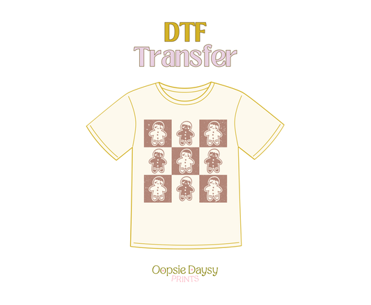 Gingerbread Checkered Christmas DTF Transfer