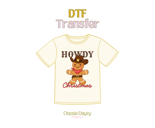 Gingerbread Howdy Xmas DTF Transfer