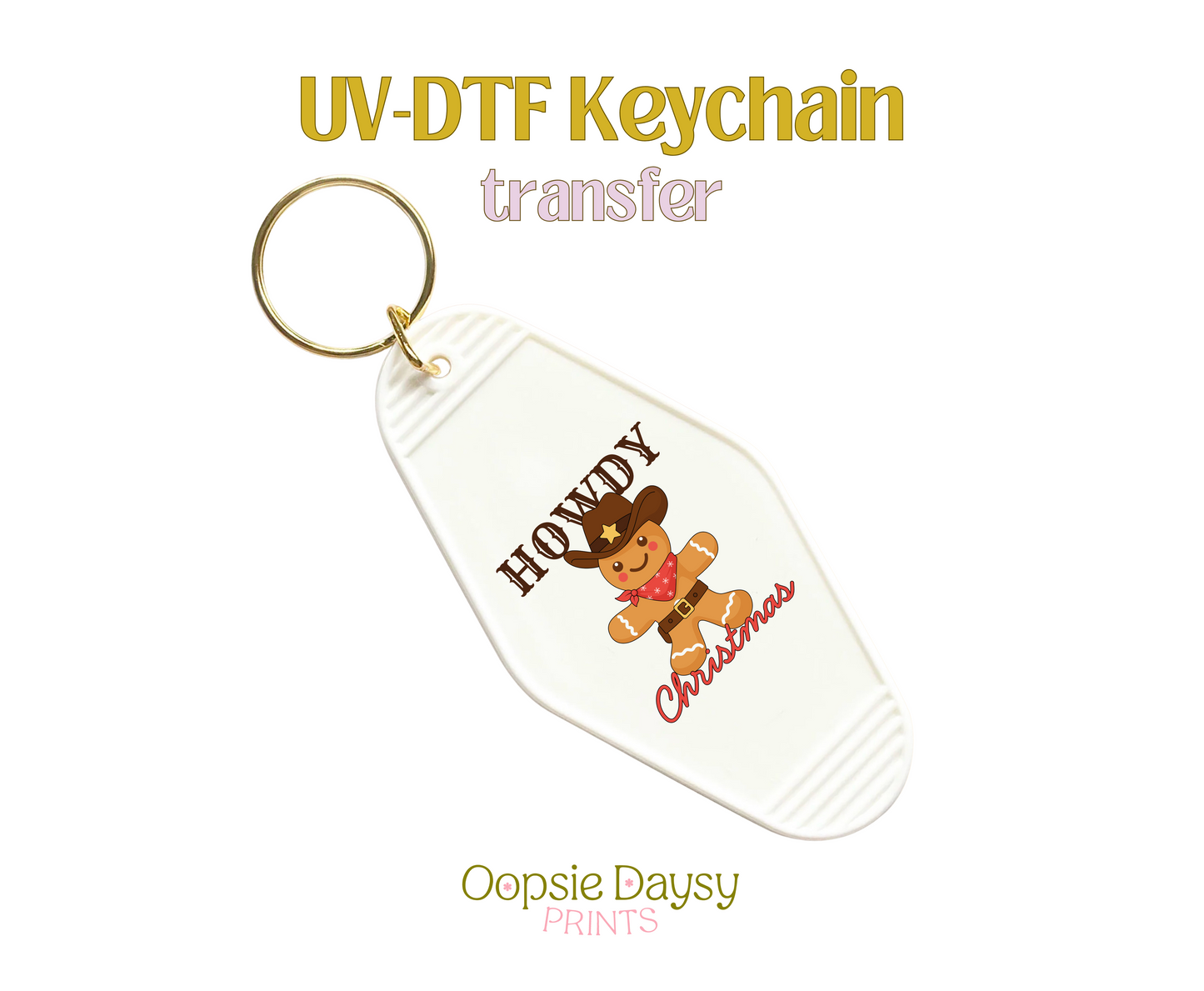 Gingerbread Man Howdy Xmas UV-DTF Keychain