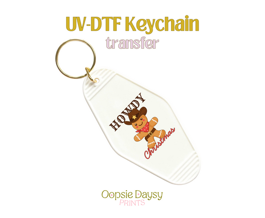 Gingerbread Man Howdy Xmas UV-DTF Keychain