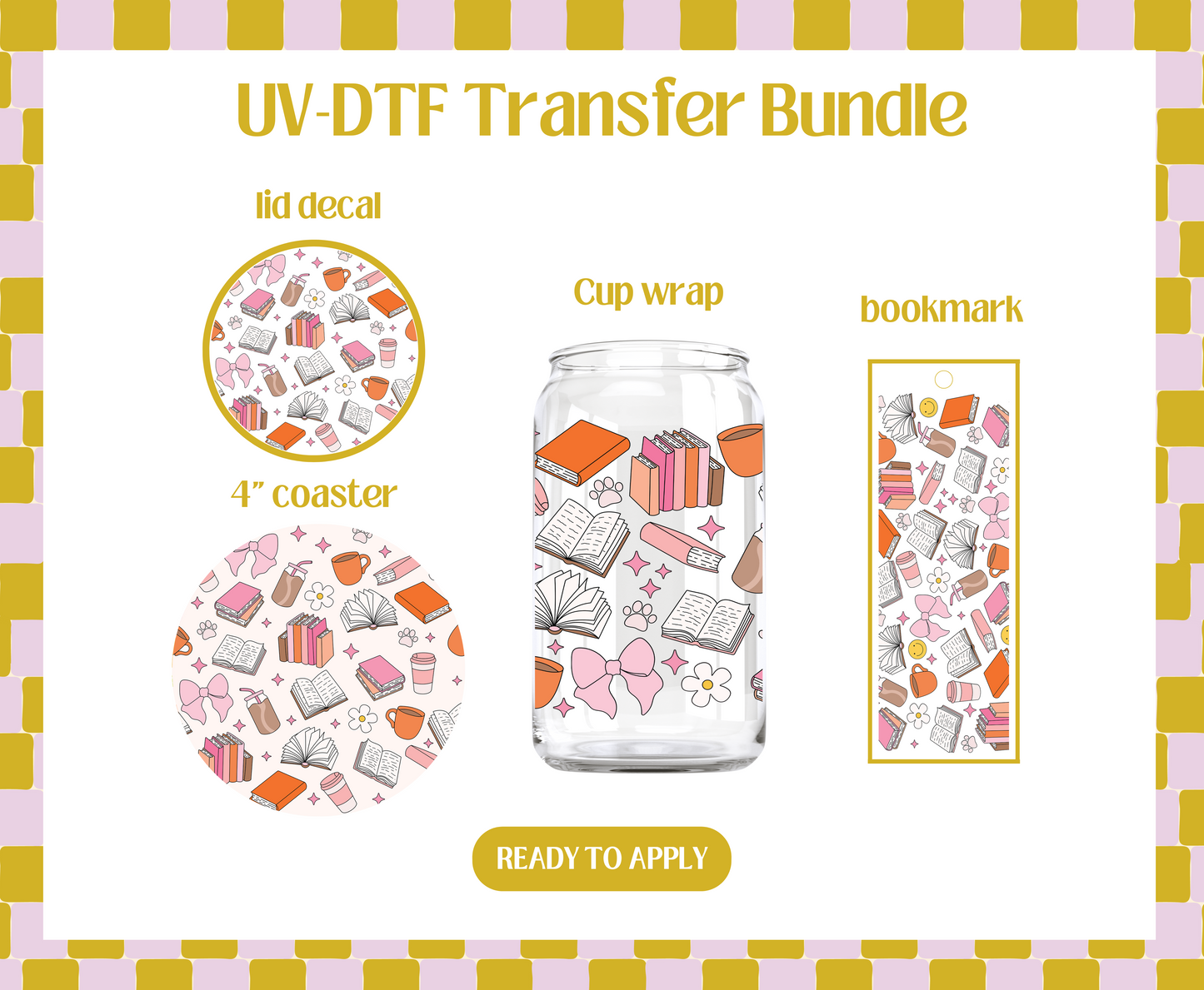 Girly Drinks and Books UV-DTF Transfer Bundle