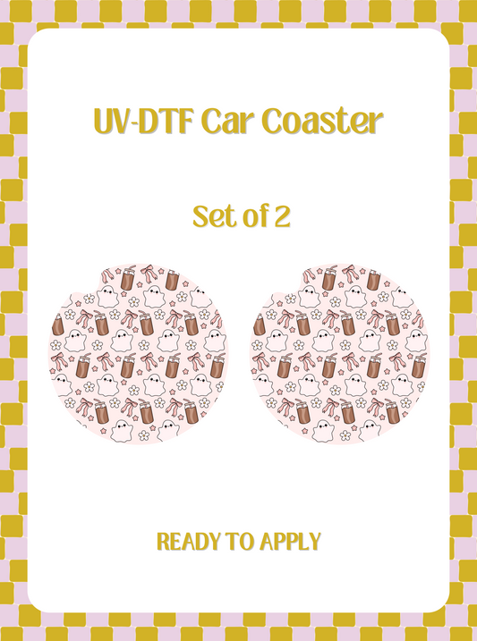 Girly Ghosties UV-DTF Car Coaster