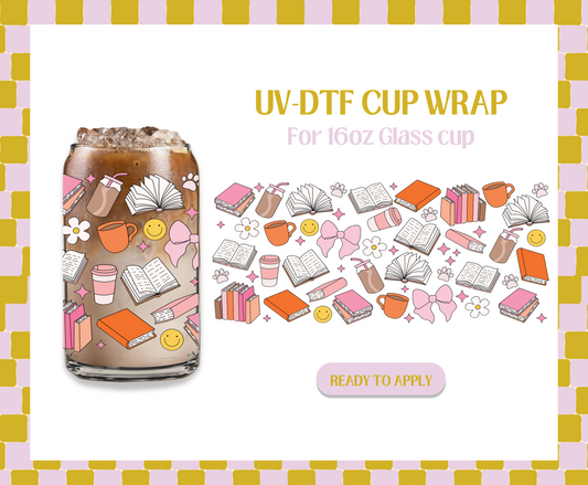 Girly drinks and books UV-DTF Wrap