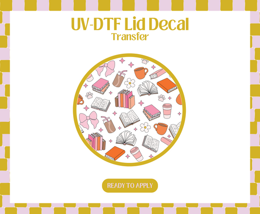 Girly drinks and books UV-DTF Lid Decal