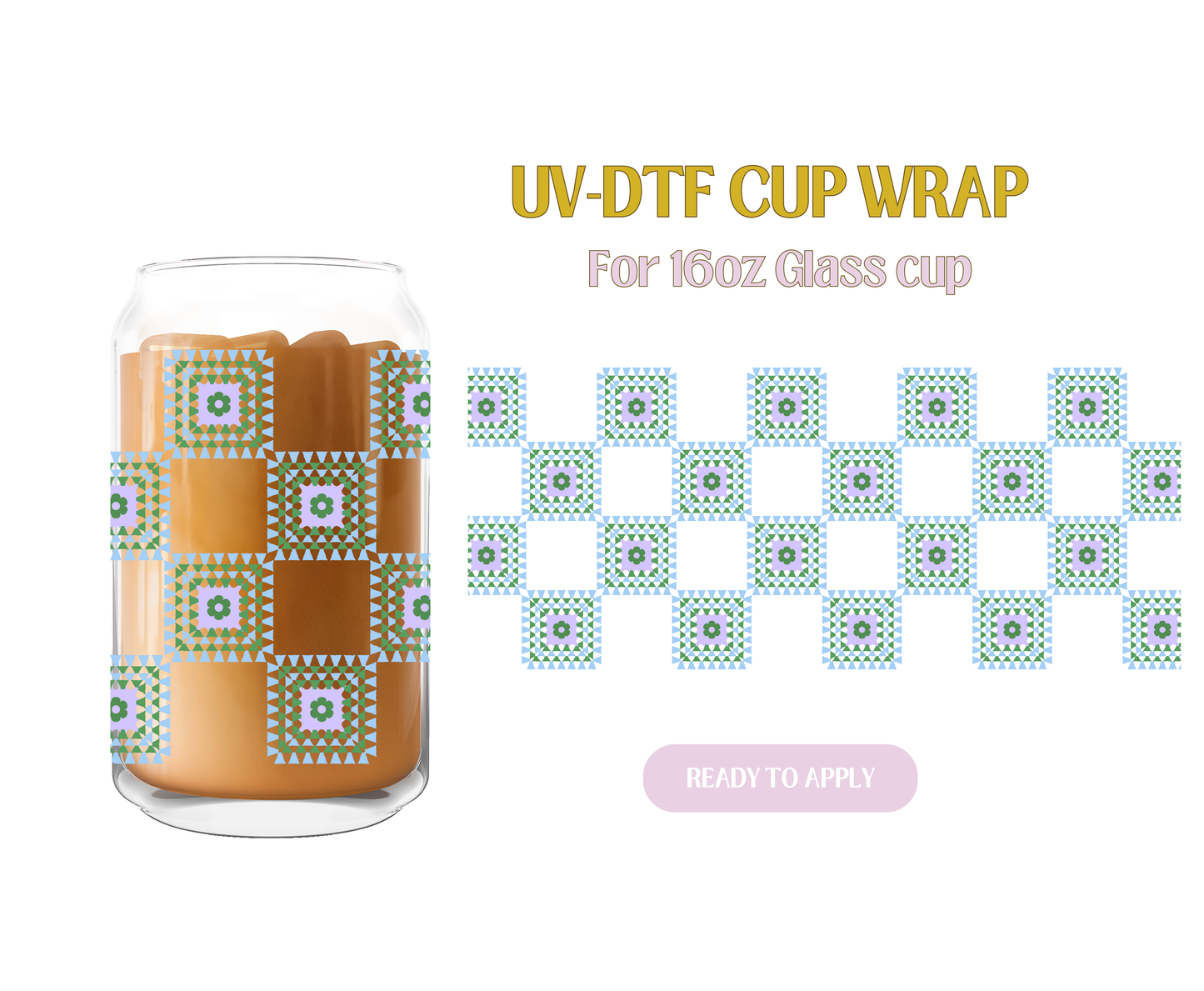 Granny Squares Blue UV-DTF Wrap