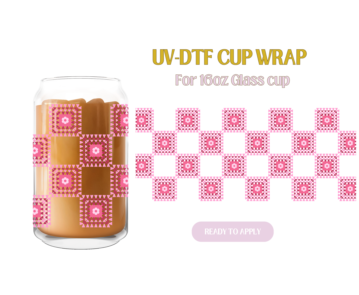 Granny Squares Pink UV-DTF Wrap