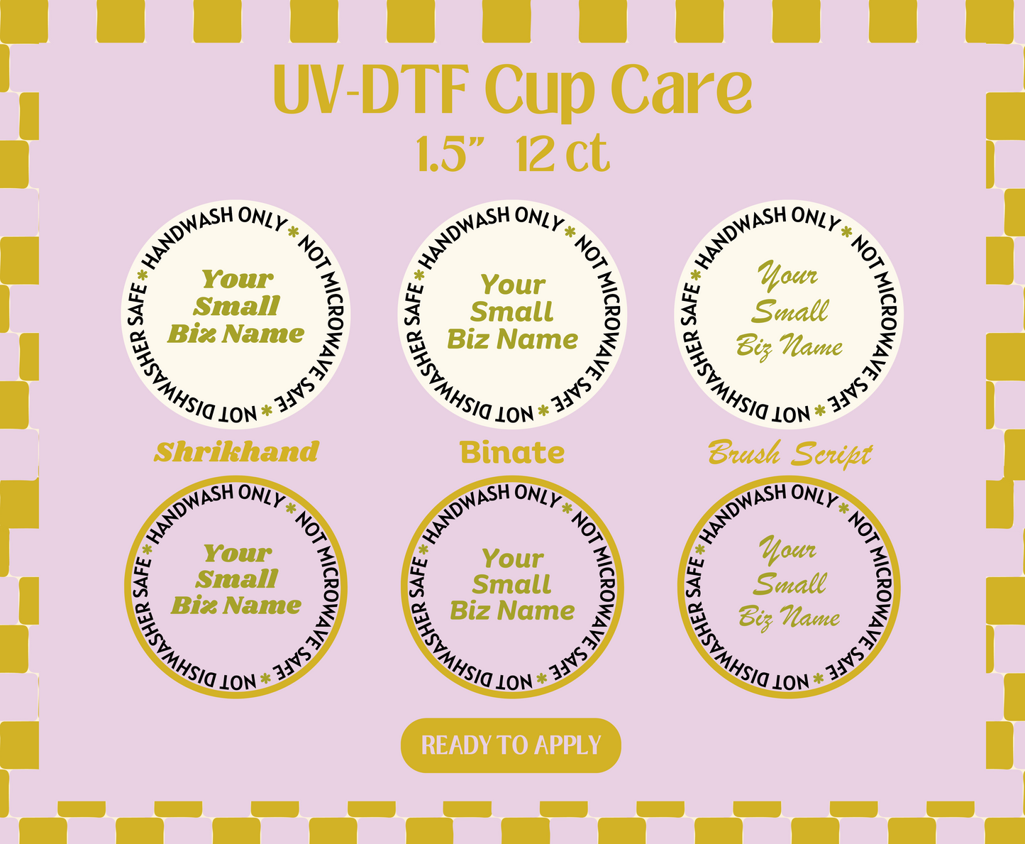 Green UV-DTF Cup Care Decal