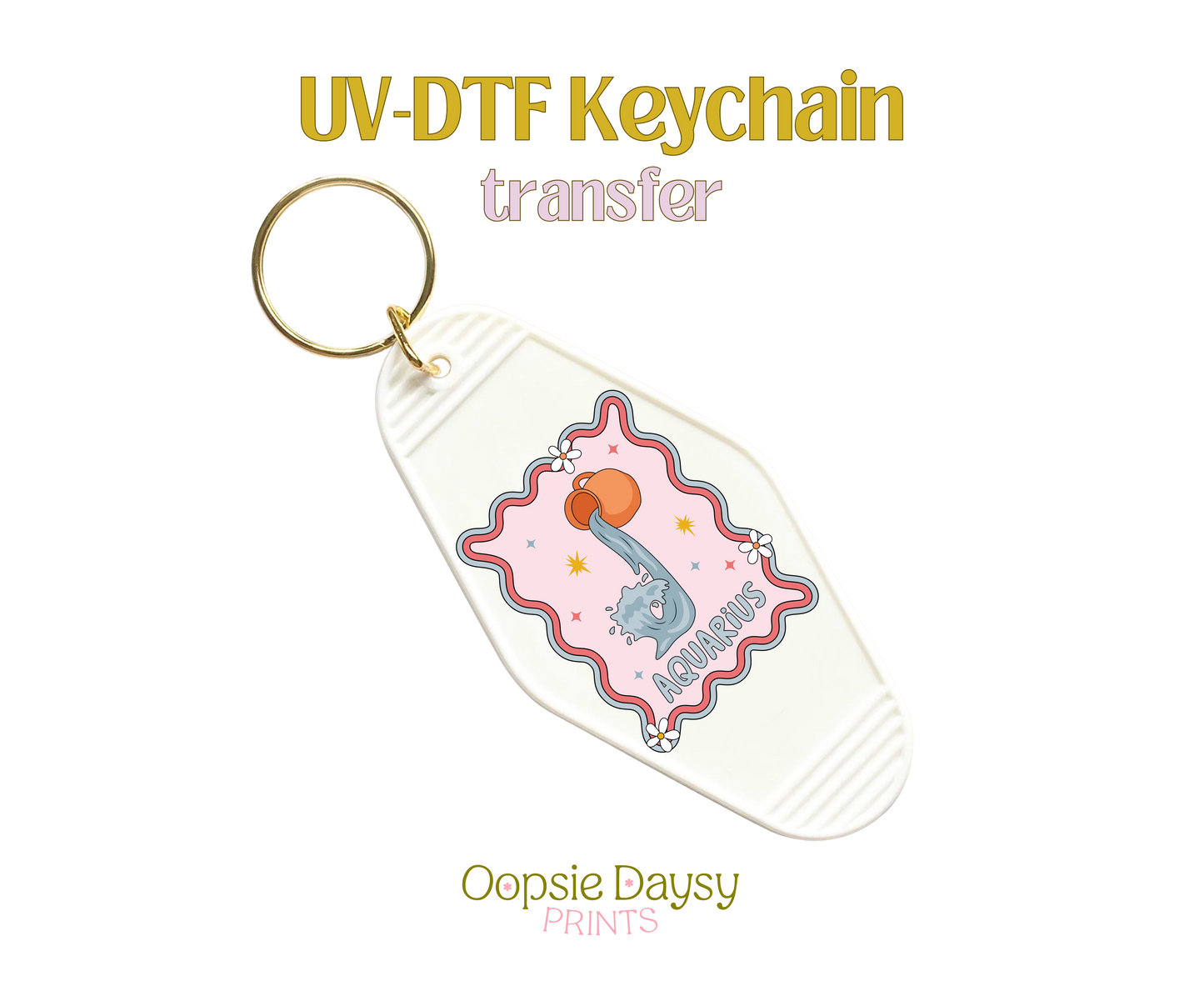 Groovy Aquarius UV-DTF Keychain