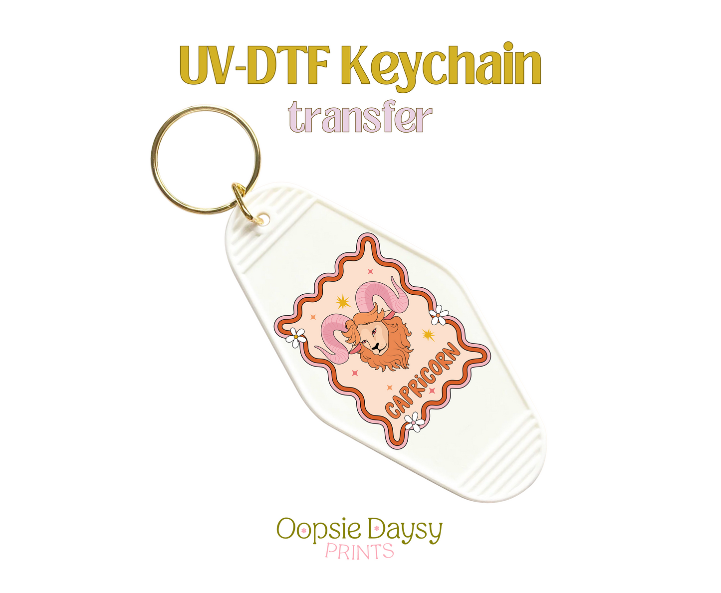 Groovy Capricorn UV-DTF Keychain