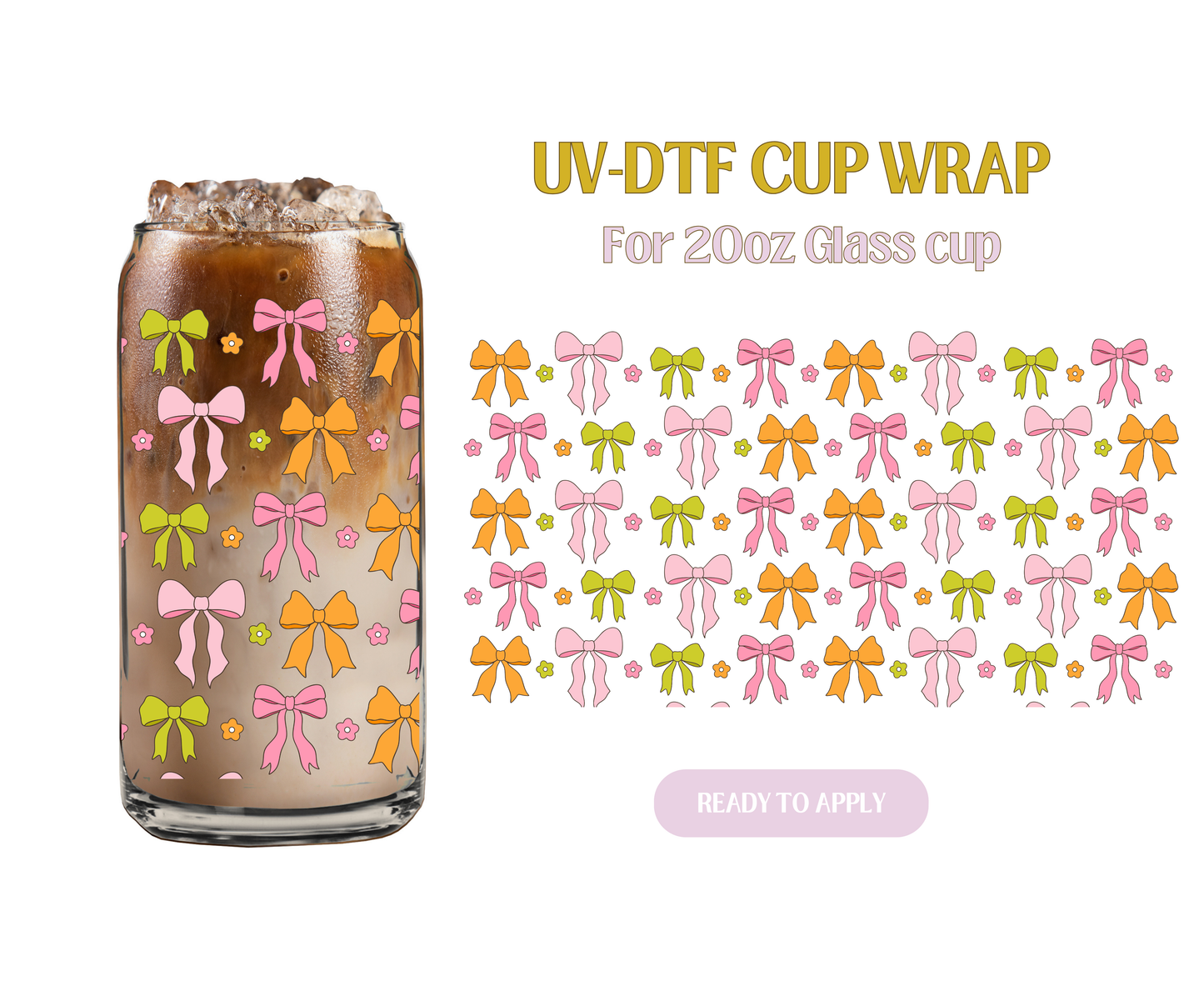 Groovy Color Bows 20oz UV-DTF Wrap