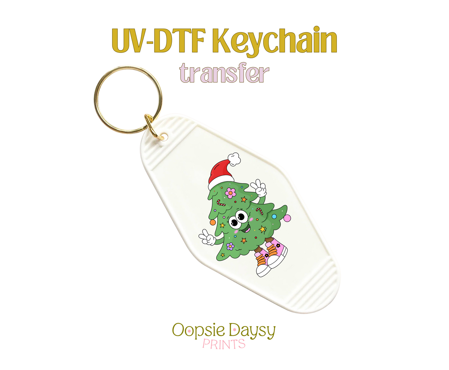 Groovy Cutie Xmas Tree UV-DTF Keychain