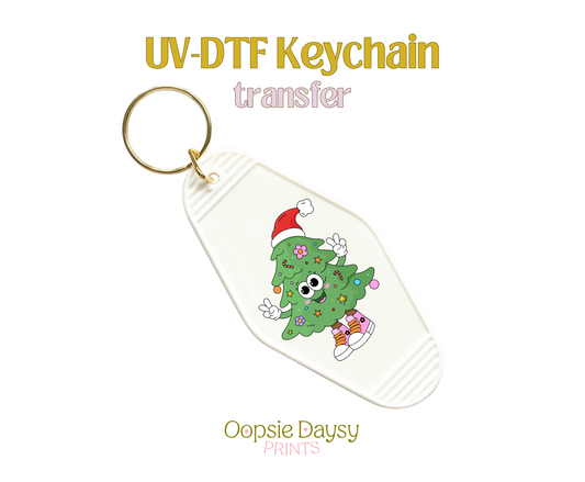 Groovy Cutie Xmas Tree UV-DTF Keychain