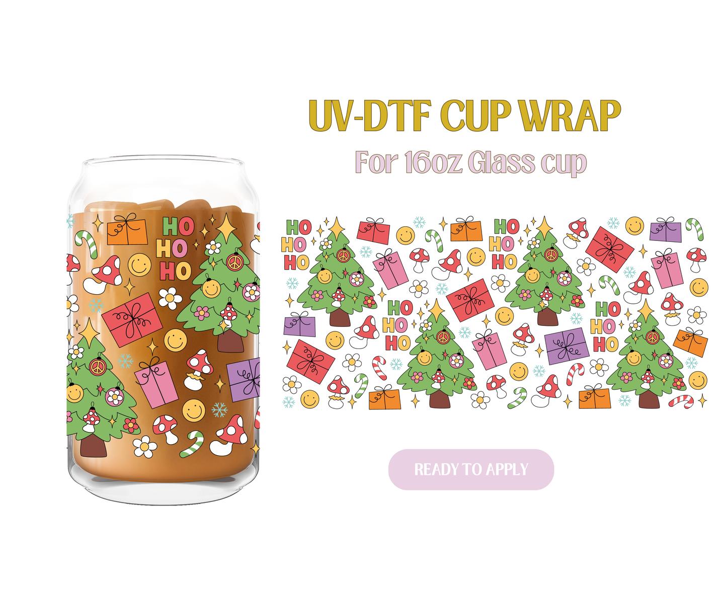 Groovy Holiday Spirit Trees UV-DTF Wrap