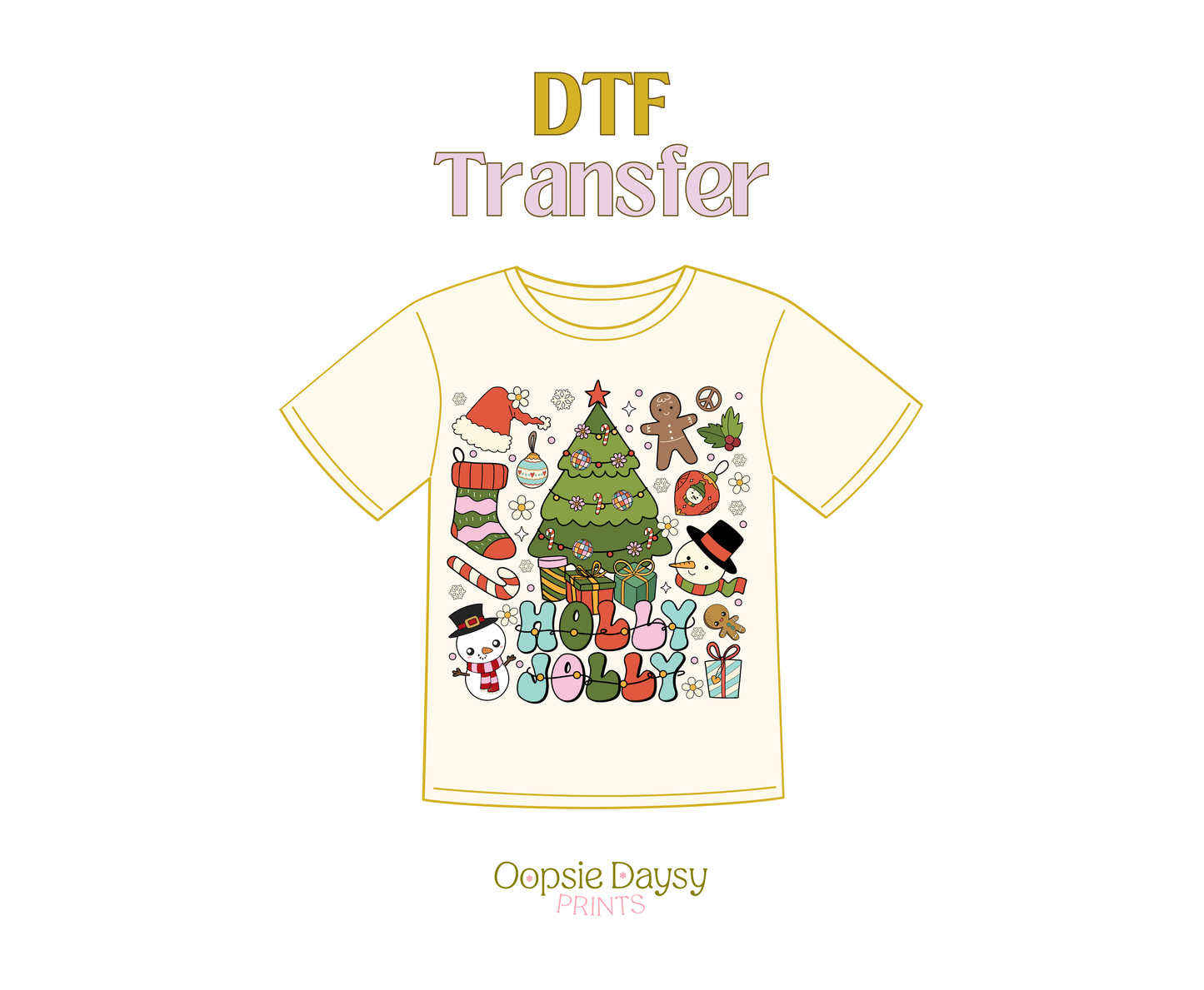 Groovy Holly Jolly Christmas  DTF Transfer