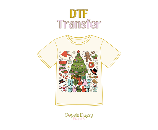 Groovy Holly Jolly Christmas  DTF Transfer