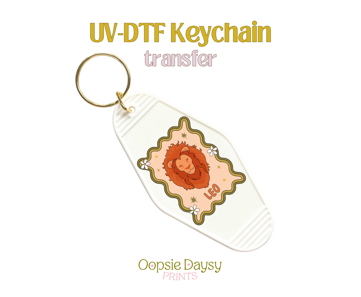 Groovy Leo UV-DTF Keychain