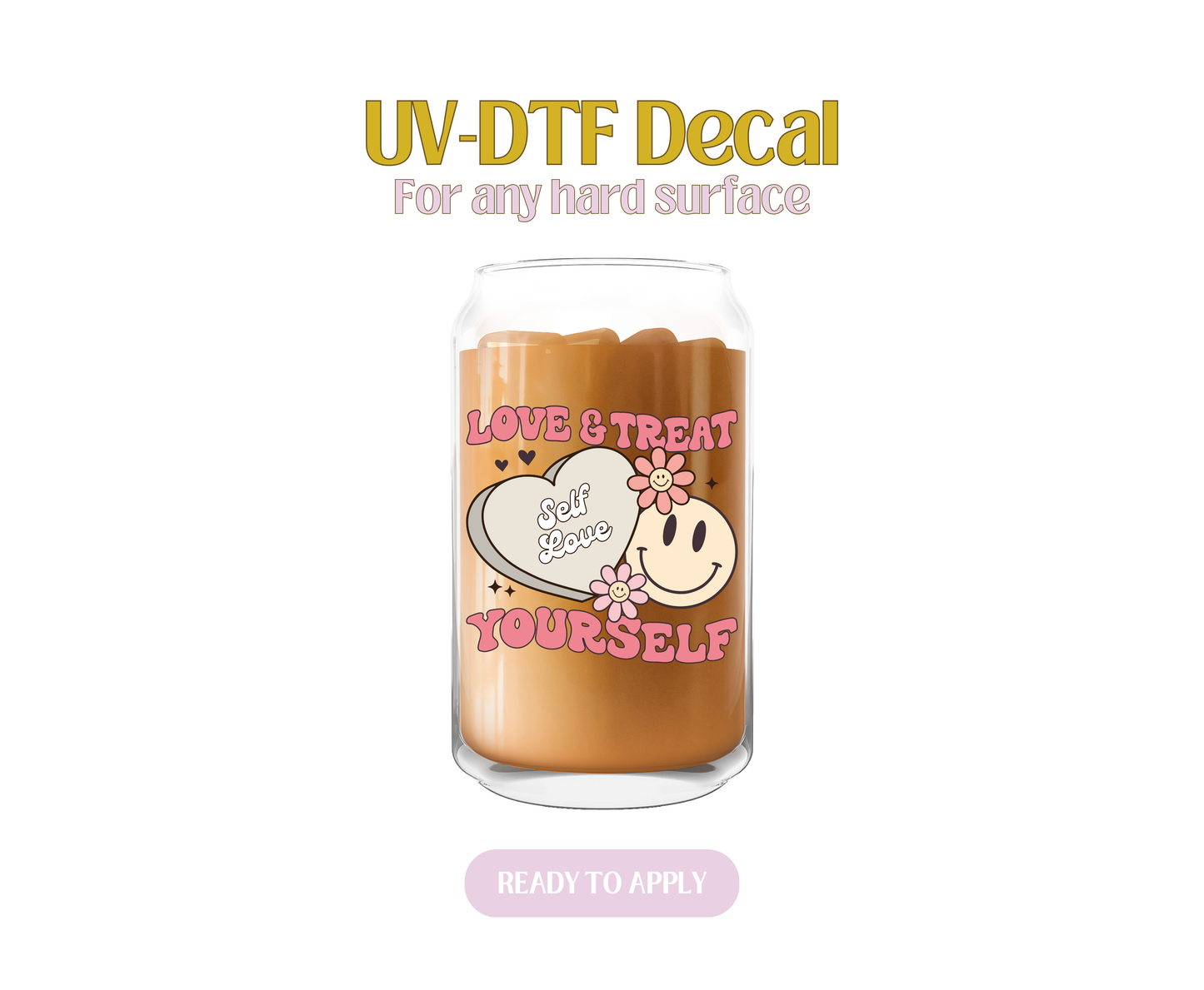 Groovy Love & Treat Yourself Heart  UV-DTF Decal