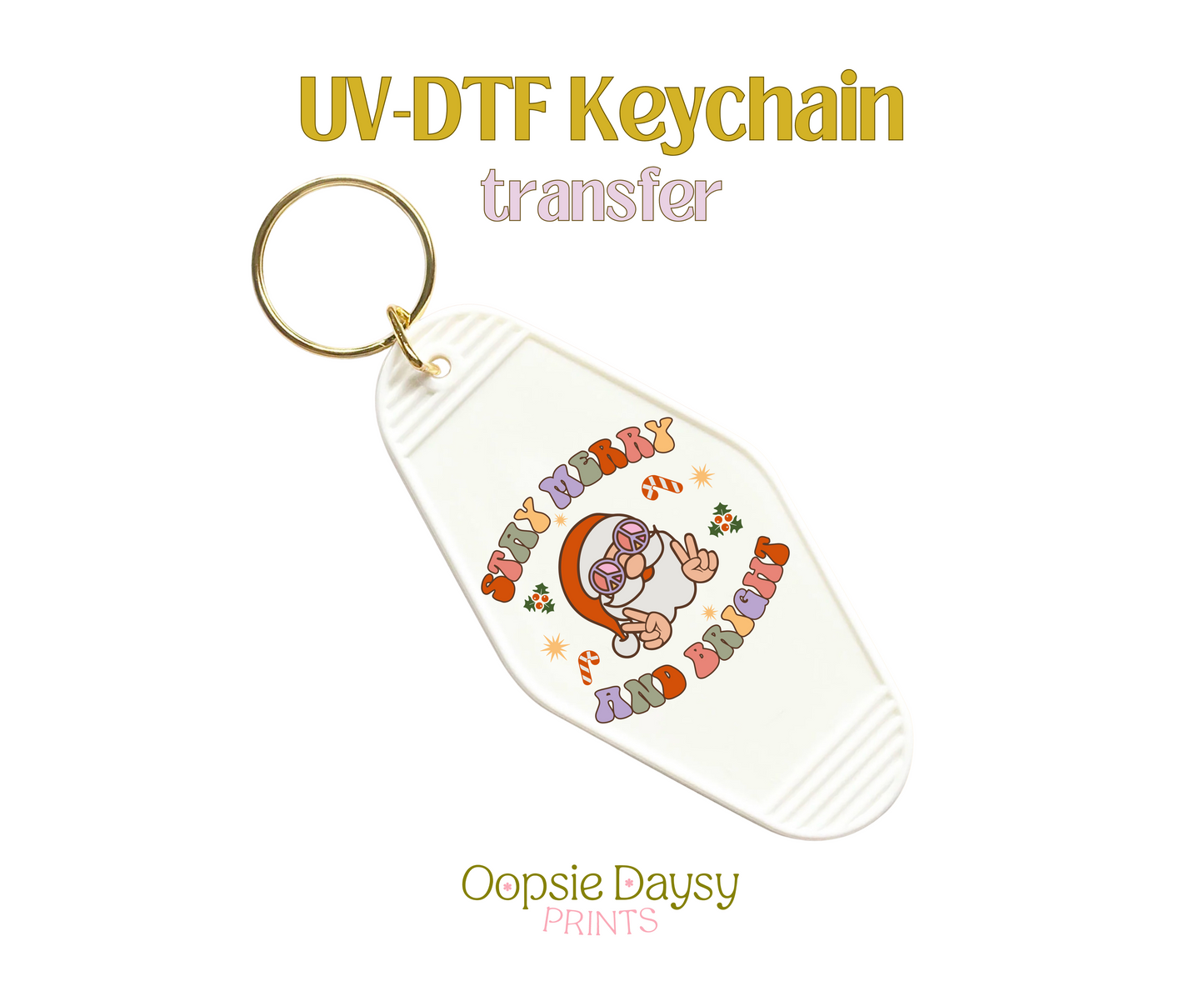 Groovy Merry & Bright UV-DTF Keychain