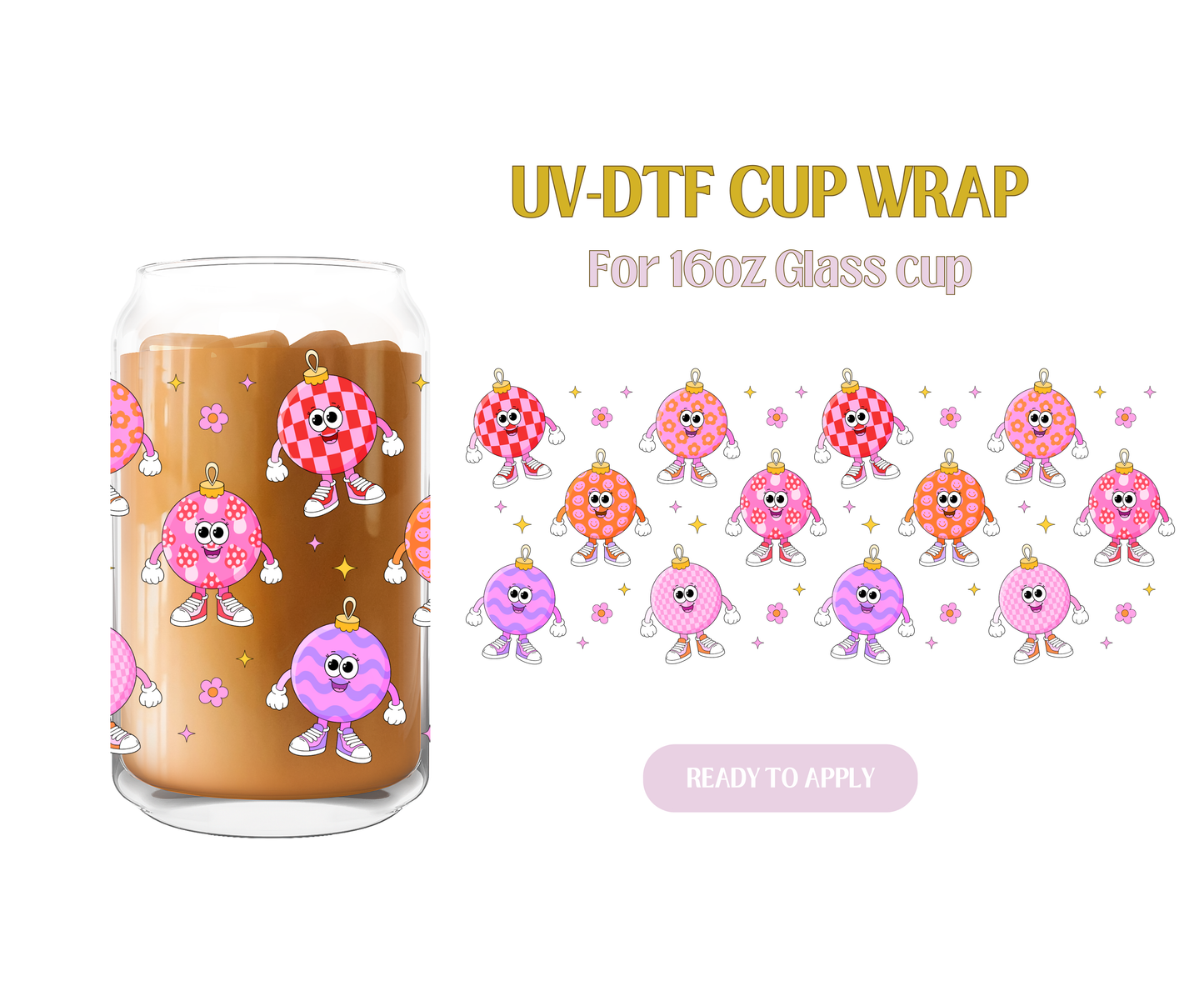 Groovy Ornament Pinks UV-DTF Wrap