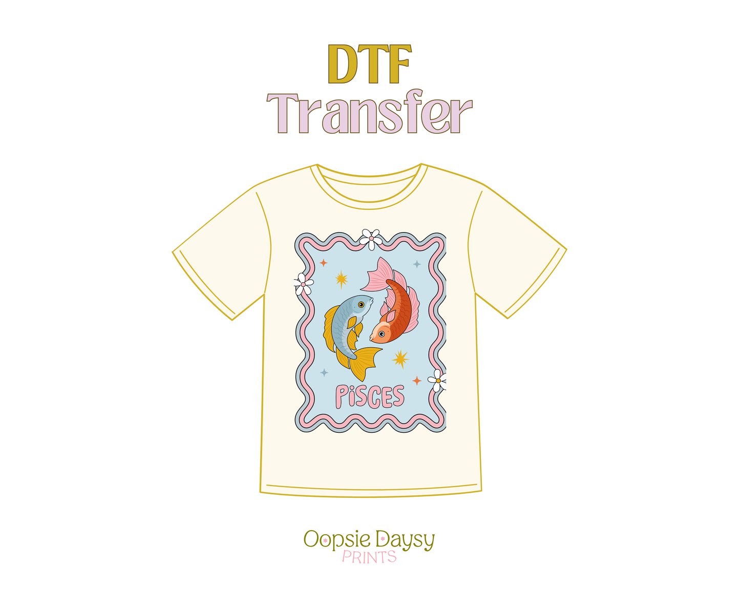 Groovy Pisces DTF Transfer