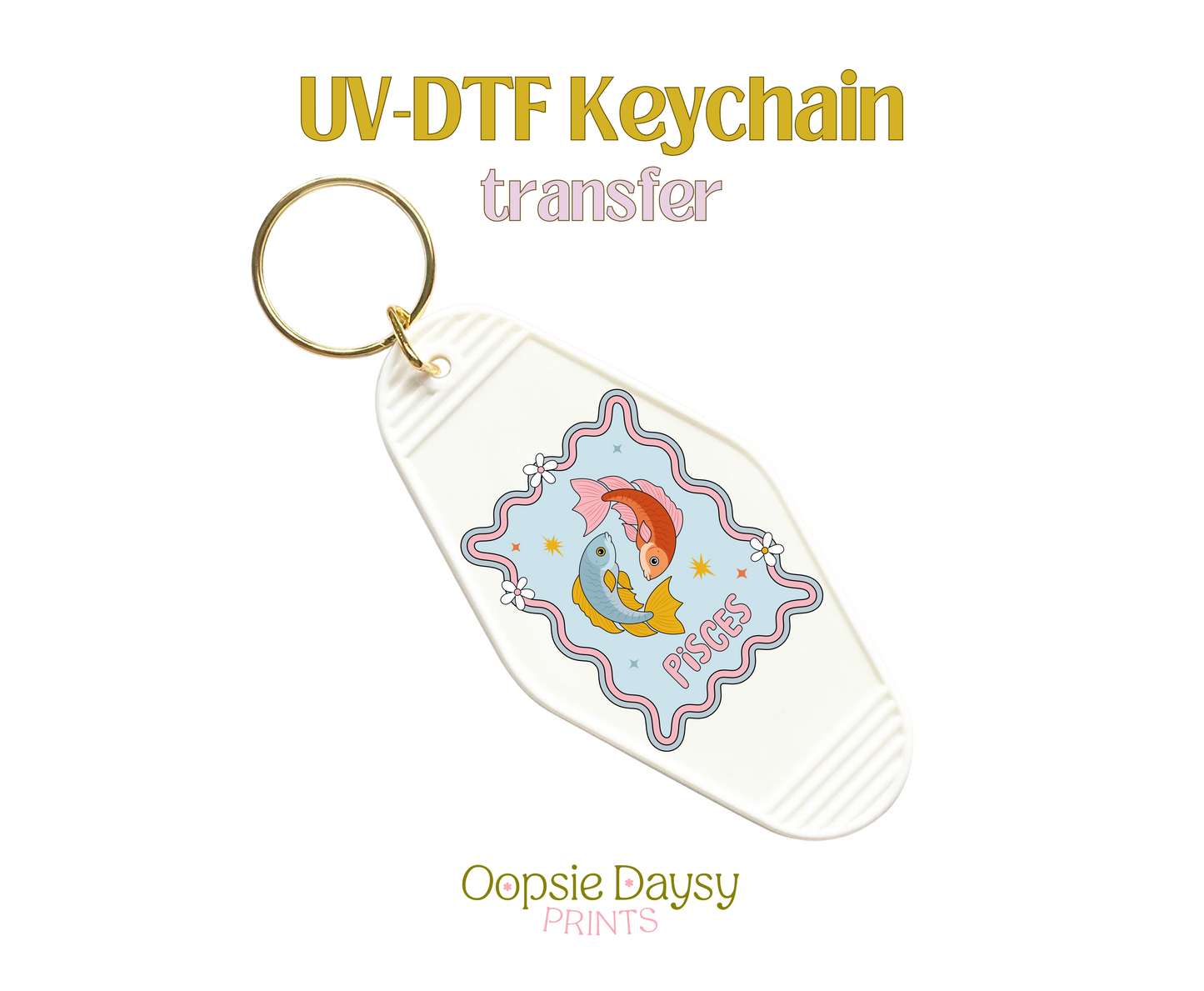 Groovy Pisces UV-DTF Keychain