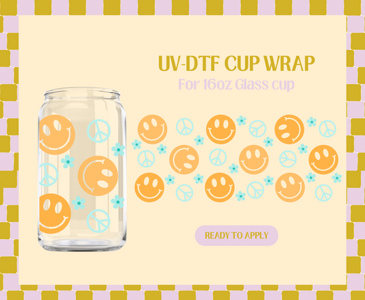 Groovy Smiley Peace UV-DTF Wrap