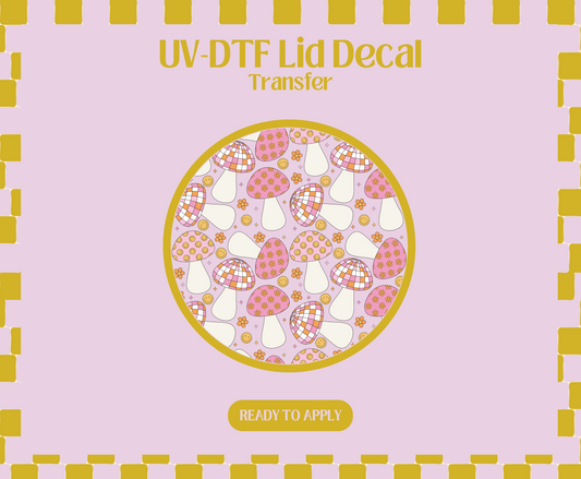 Groovy Pink Disco Mushies UV-DTF Lid Decal