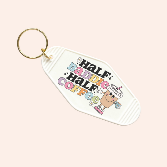 Half Baddie Half Coffee UV-DTF Keychain