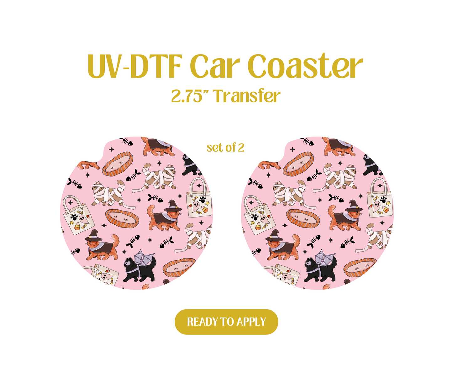 Halloween Cats UV-DTF Car Coaster