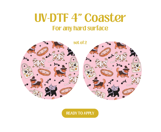 Halloween Cats UV-DTF 4" Coaster