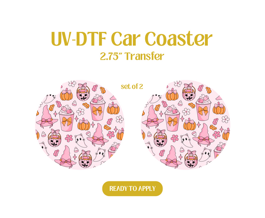 Halloween Pink Coquette UV-DTF Car Coaster