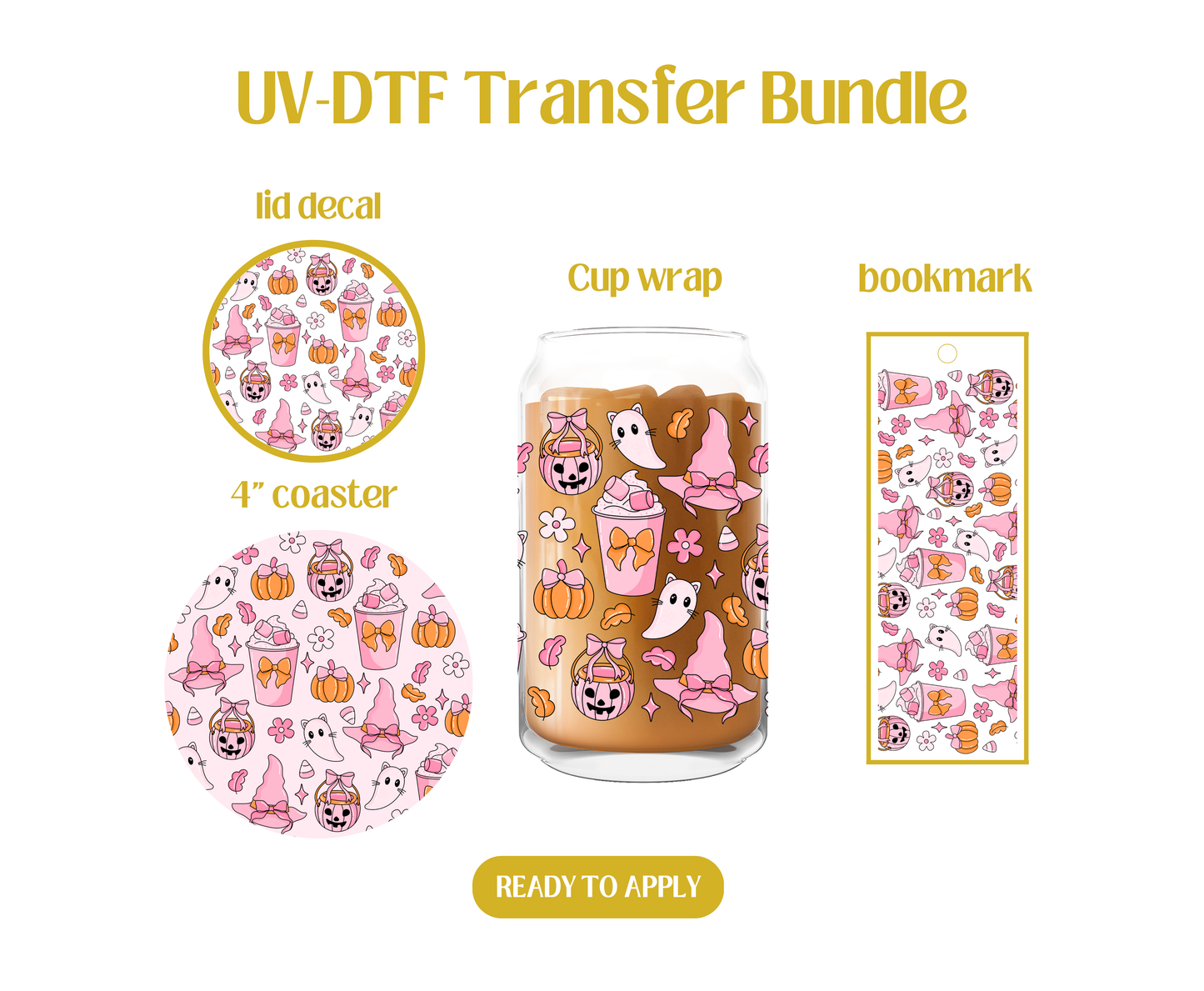 Halloween Pink Coquette UV-DTF Transfer Bundle