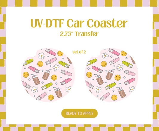 Happy book pattern UV-DTF Car Coaster