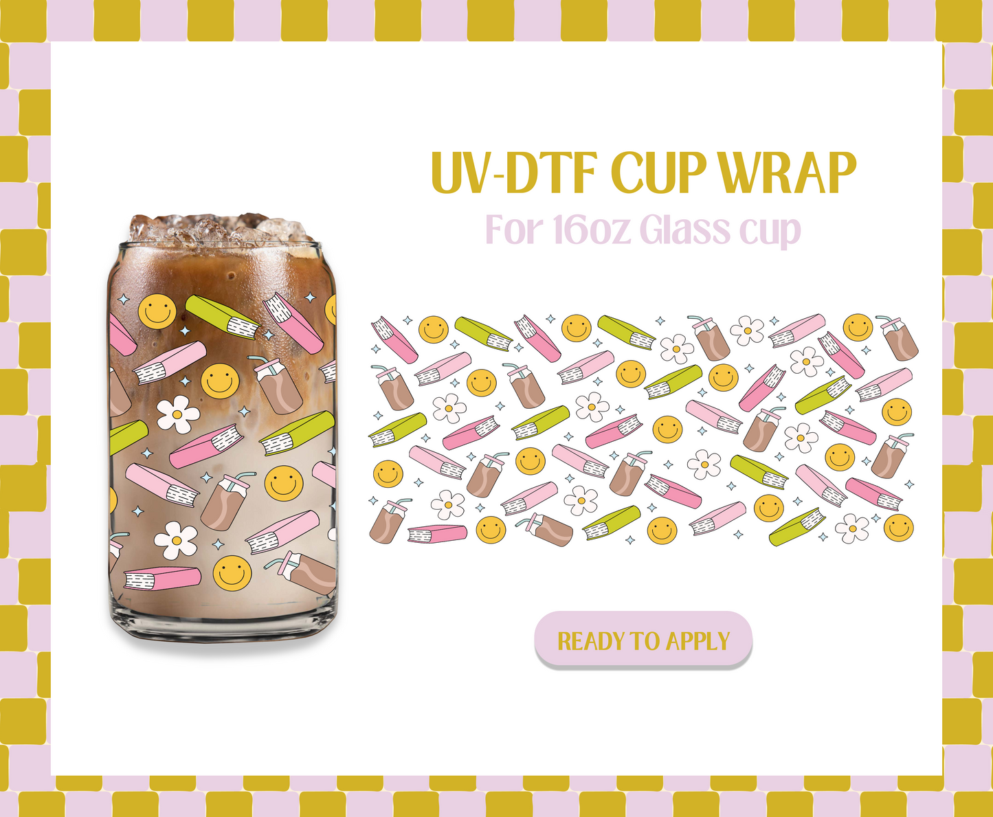 Happy Book Pattern UV-DTF Wrap