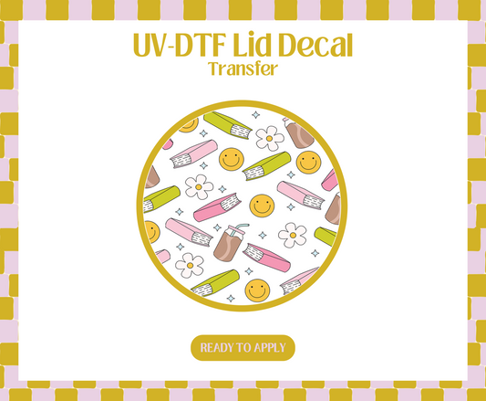 Happy Book Pattern UV-DTF Lid Decal
