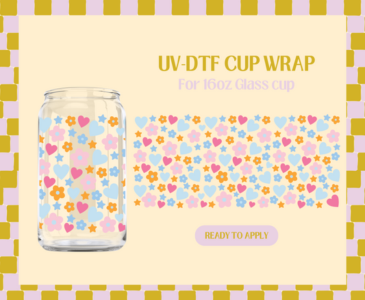 Happy Confetti  blue hearts UV-DTF Wrap