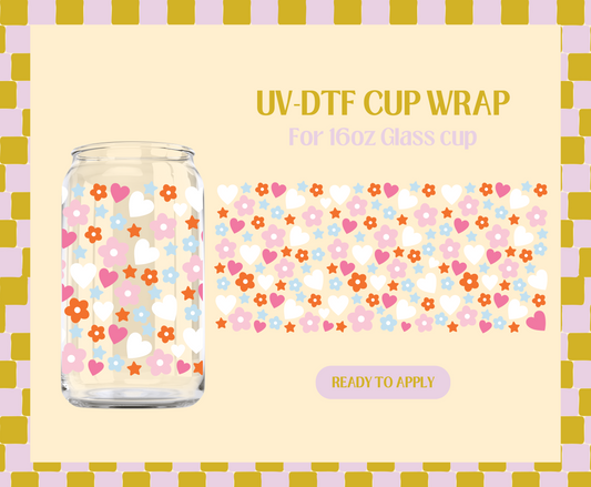 Happy Confetti white hearts UV-DTF Wrap