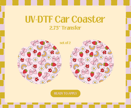 Happy Doodle UV-DTF Car Coaster