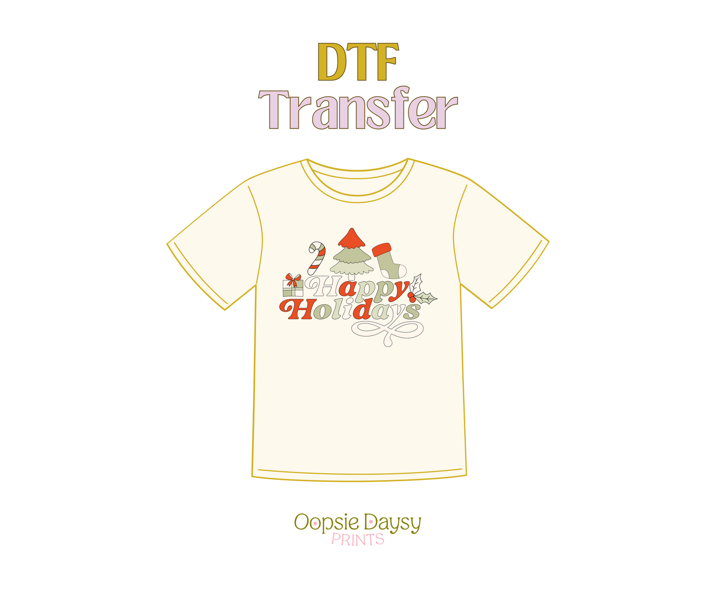 Happy Holidays green.red DTF Transfer