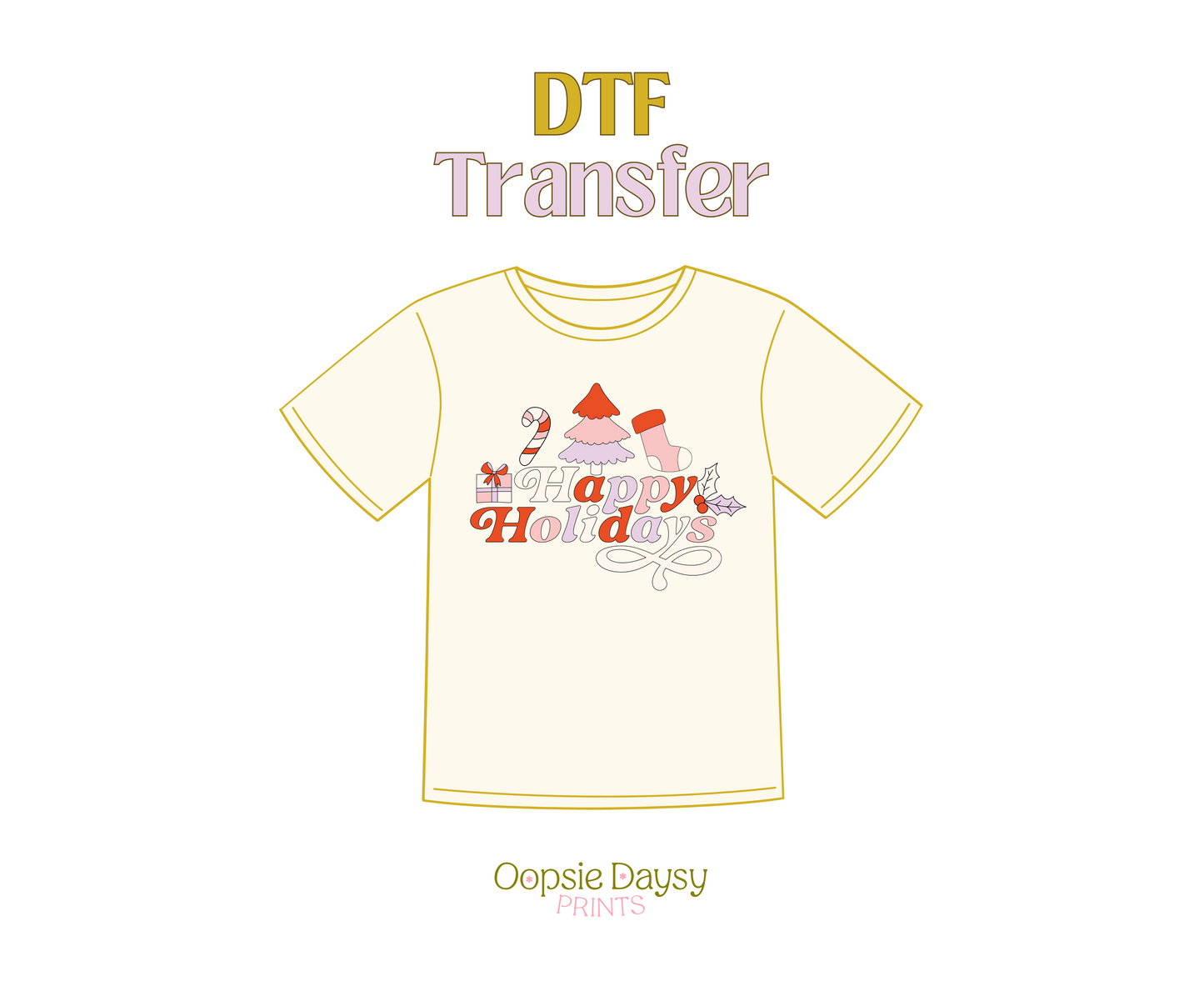 Happy Holidays purple.pink  DTF Transfer