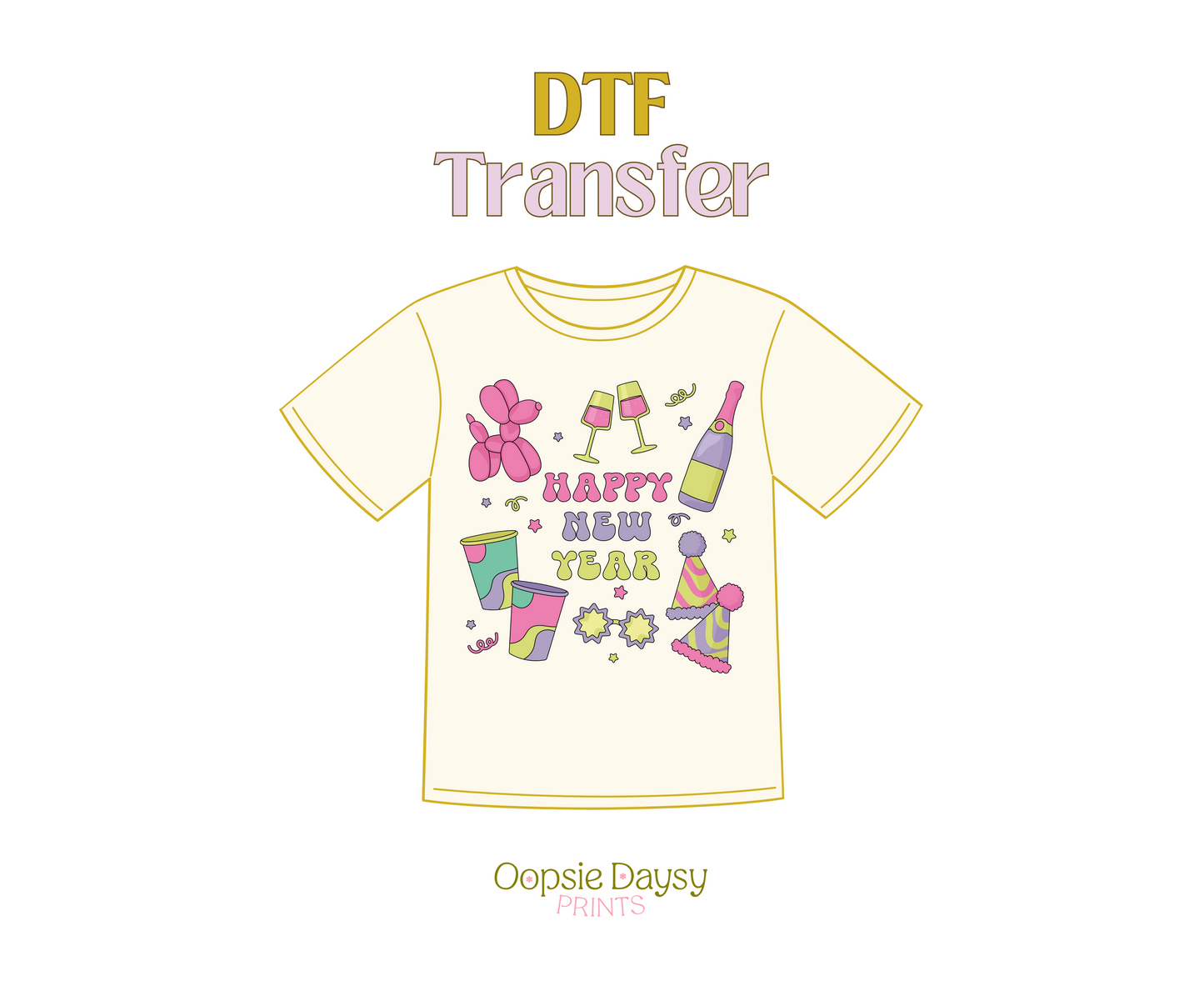 Happy New Year DTF Transfer